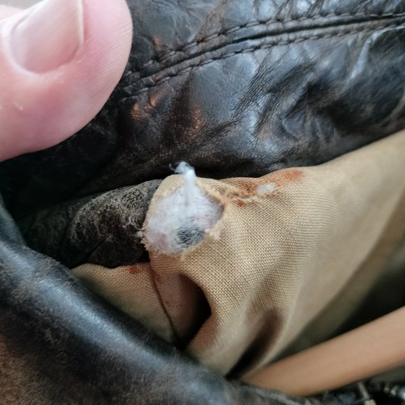 VTG Hunt Club Brown Leather Bomber Jacket Mens Size Big 48R Retro 80s Aviator - Picture 14 of 16